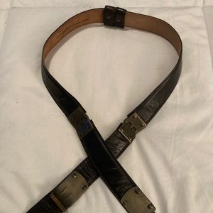 Vtg DONNA KARAN BELT Push-lock Brass Hinge